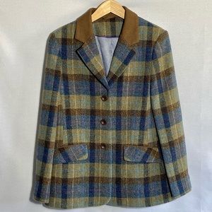 Women’s Harris Tweed Blue Brown Herringbone Jacket Coat